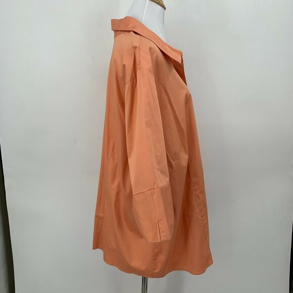 Lane Bryant Button Up Shirt Plus Size 26/28 Peach Mid Sleeves Cotton Stretch - Picture 3 of 11